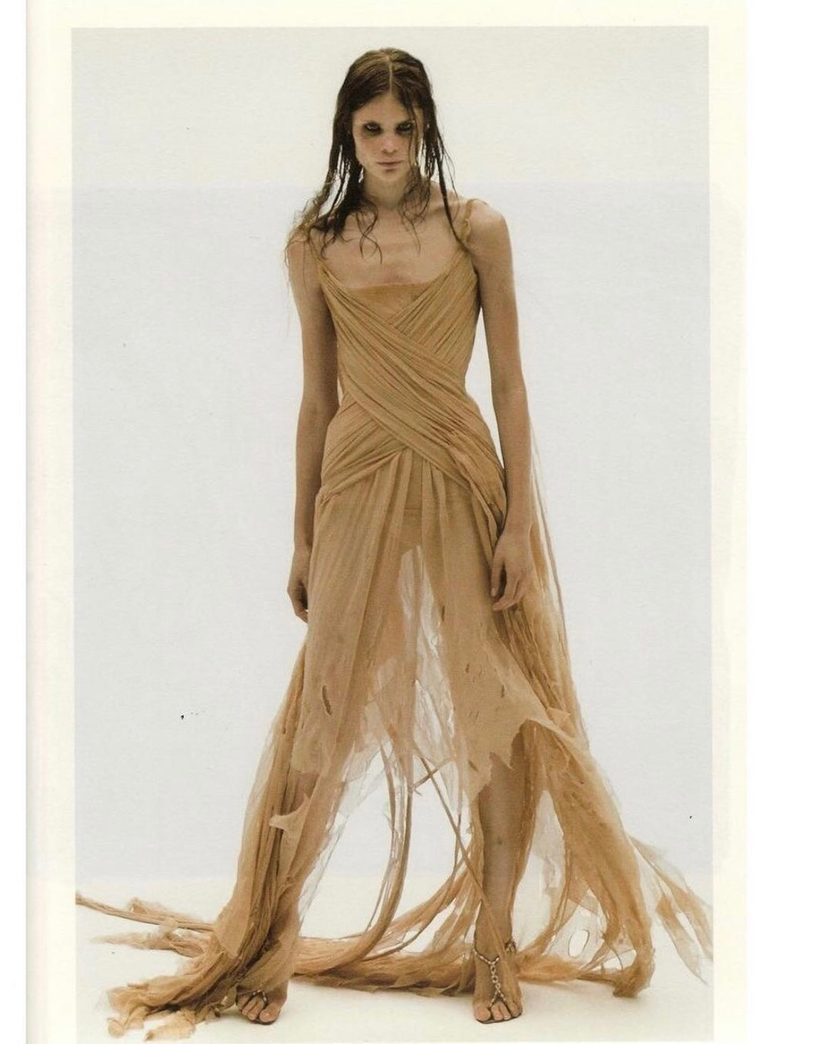 Alexander McQueen 2003 Silk Chiffon Corseted Gown