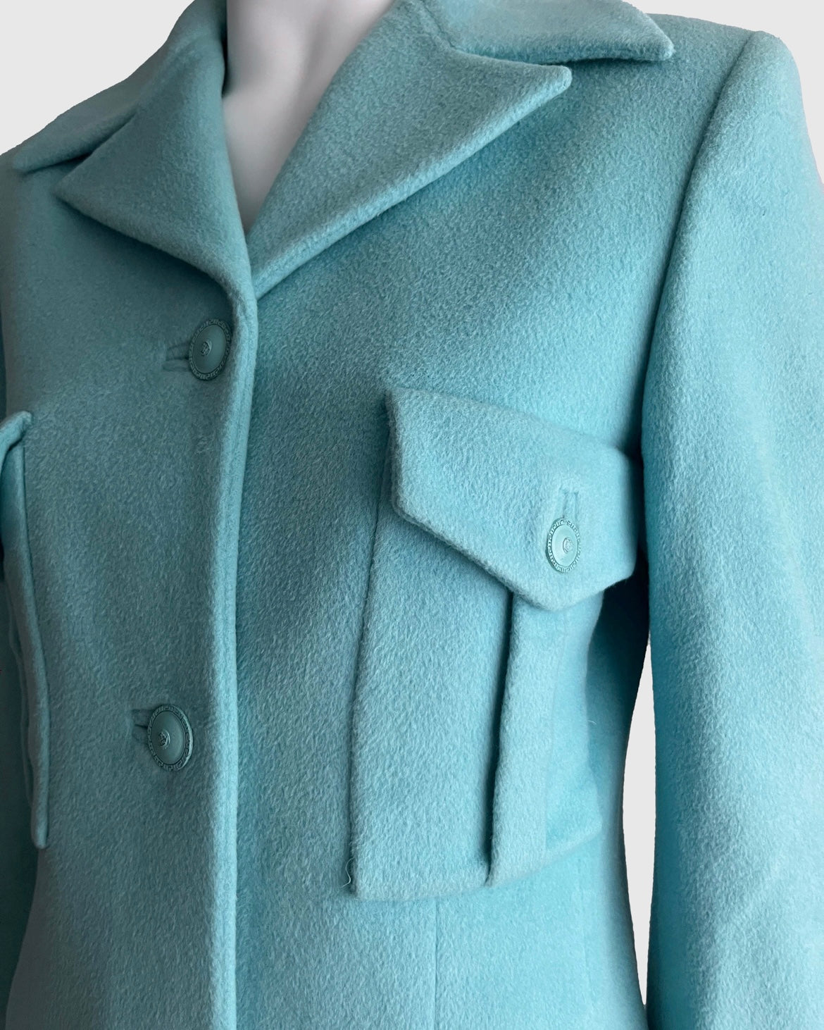 Gianni Versace 1996 Turquoise Coat