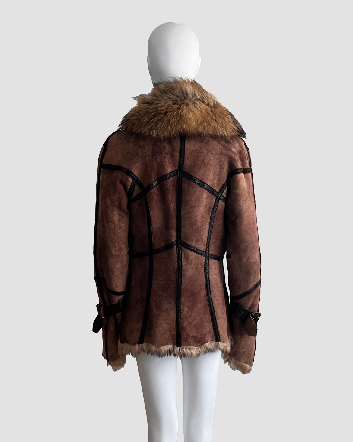 Roberto Cavalli 2003 Fur Trim Leather Jacket