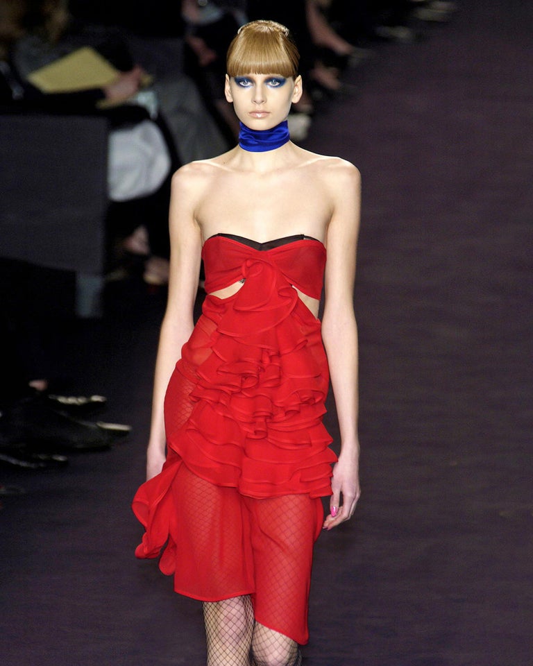 Yves Saint Laurent by Tom Ford 2003 Ruffle Halter Dress