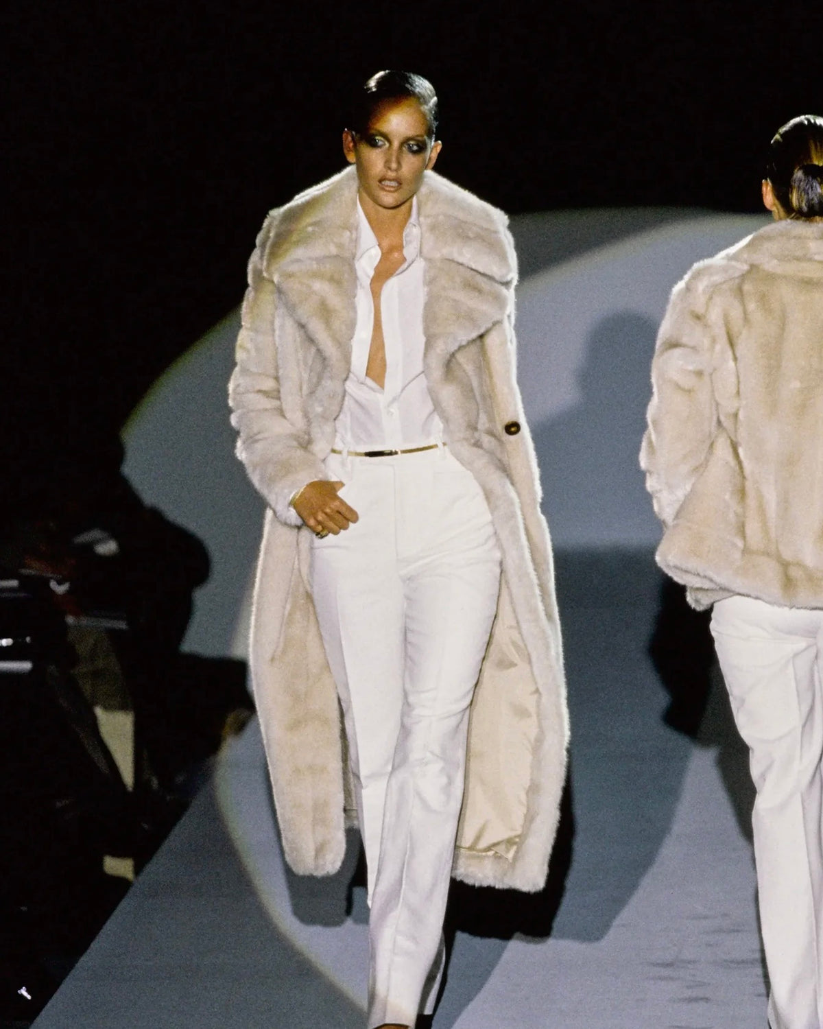 Gucci by Tom Ford 1996 Ivory Faux Fur Coat