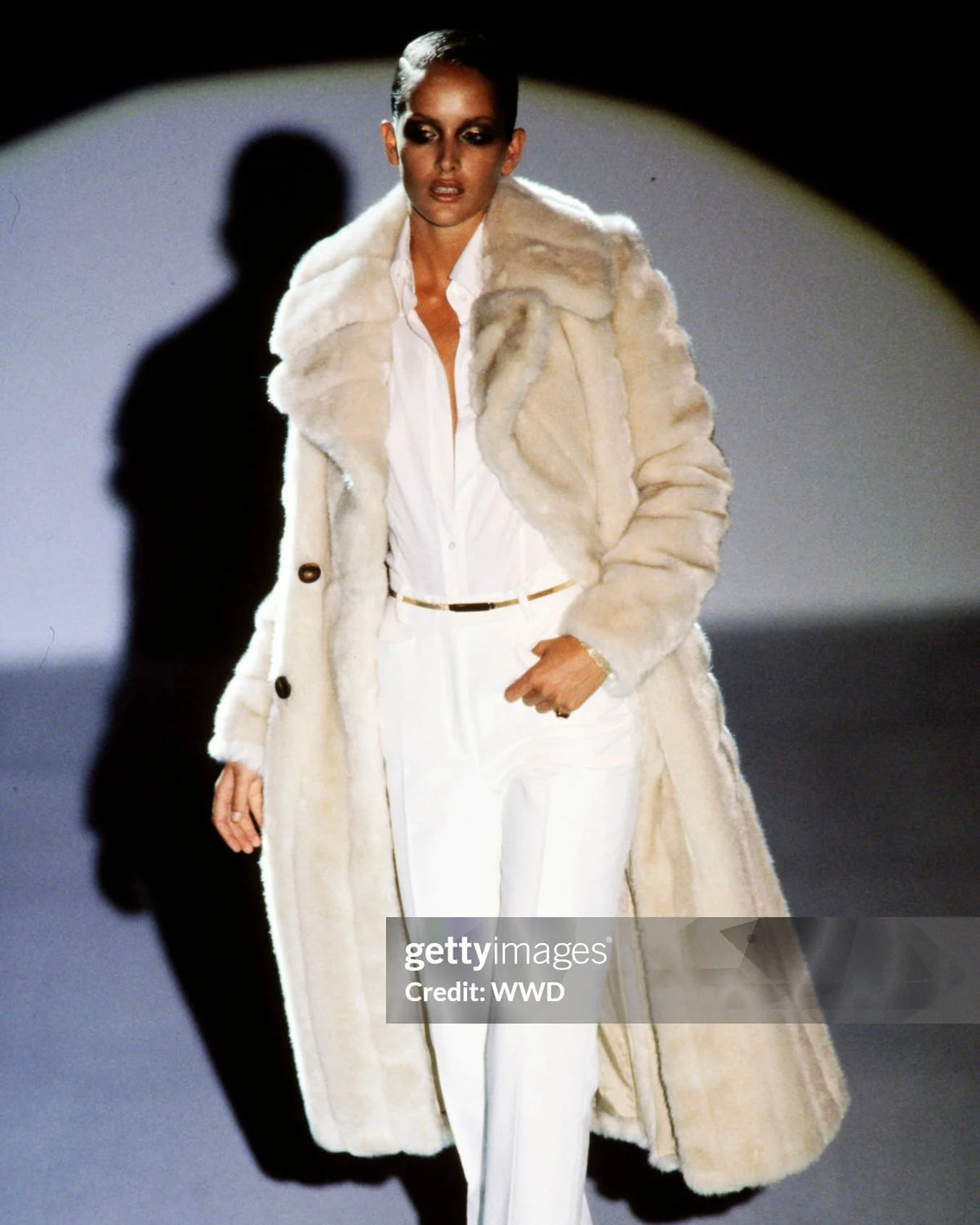 Gucci by Tom Ford 1996 Ivory Faux Fur Coat