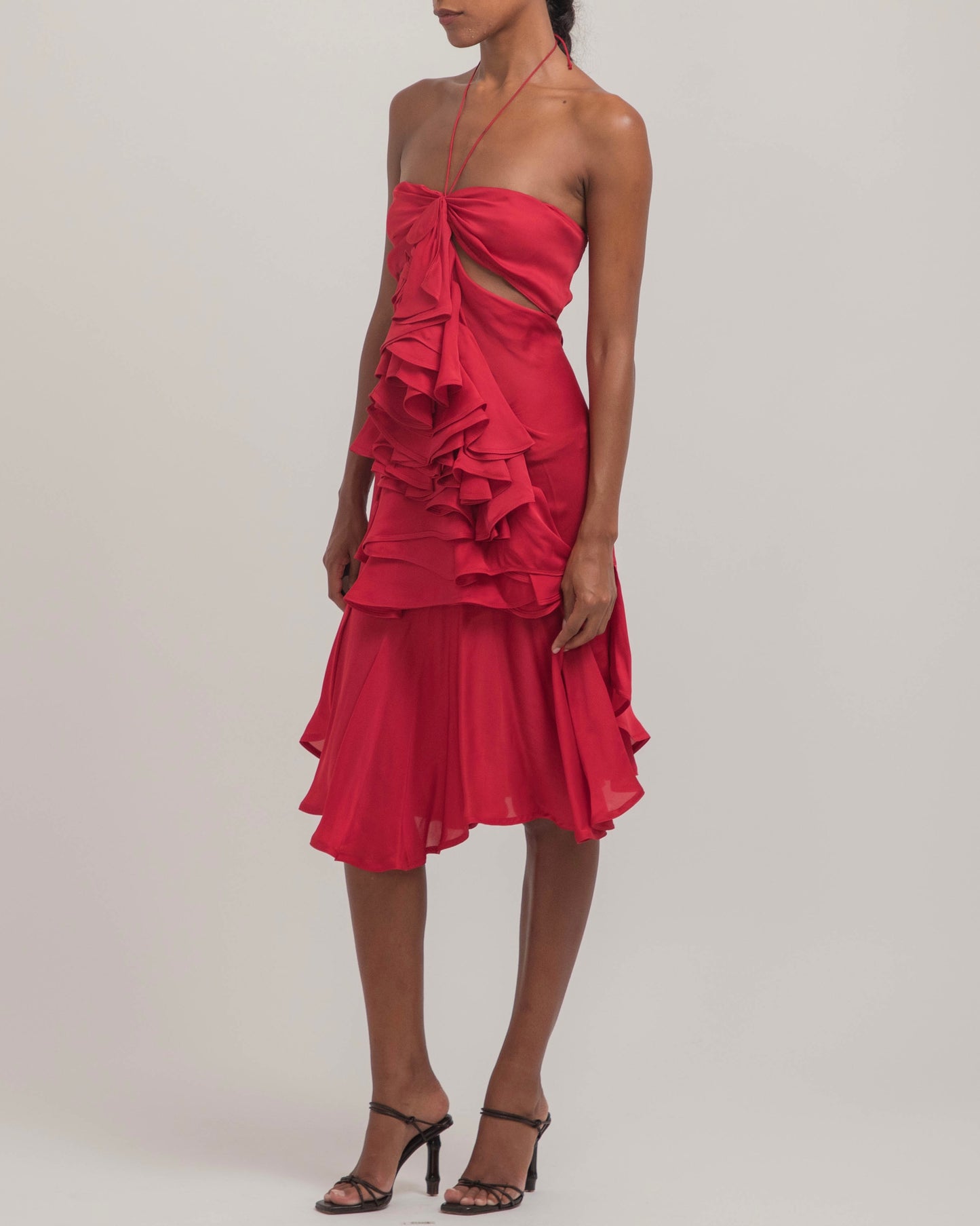 Yves Saint Laurent by Tom Ford 2003 Ruffle Halter Dress