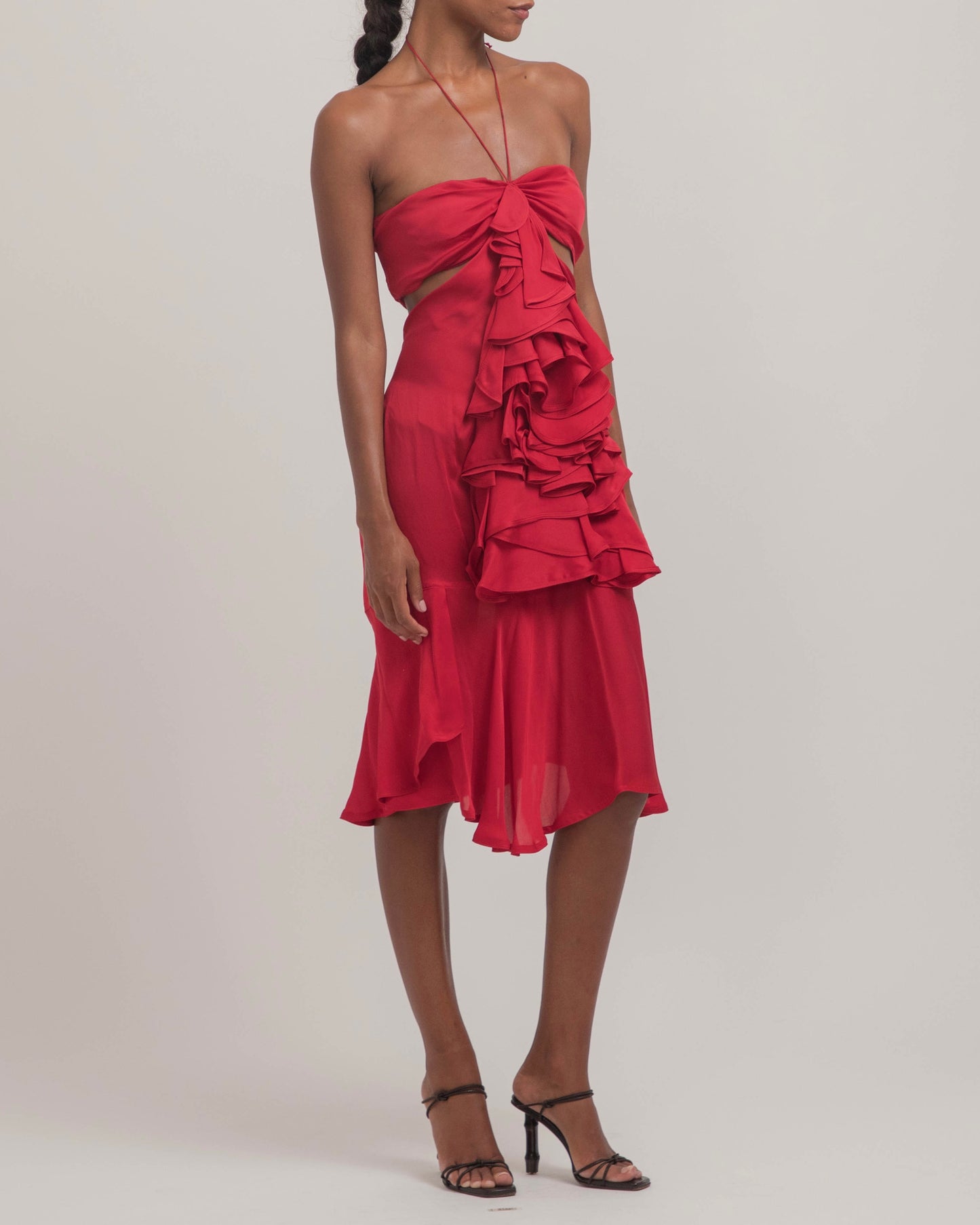 Yves Saint Laurent by Tom Ford 2003 Ruffle Halter Dress