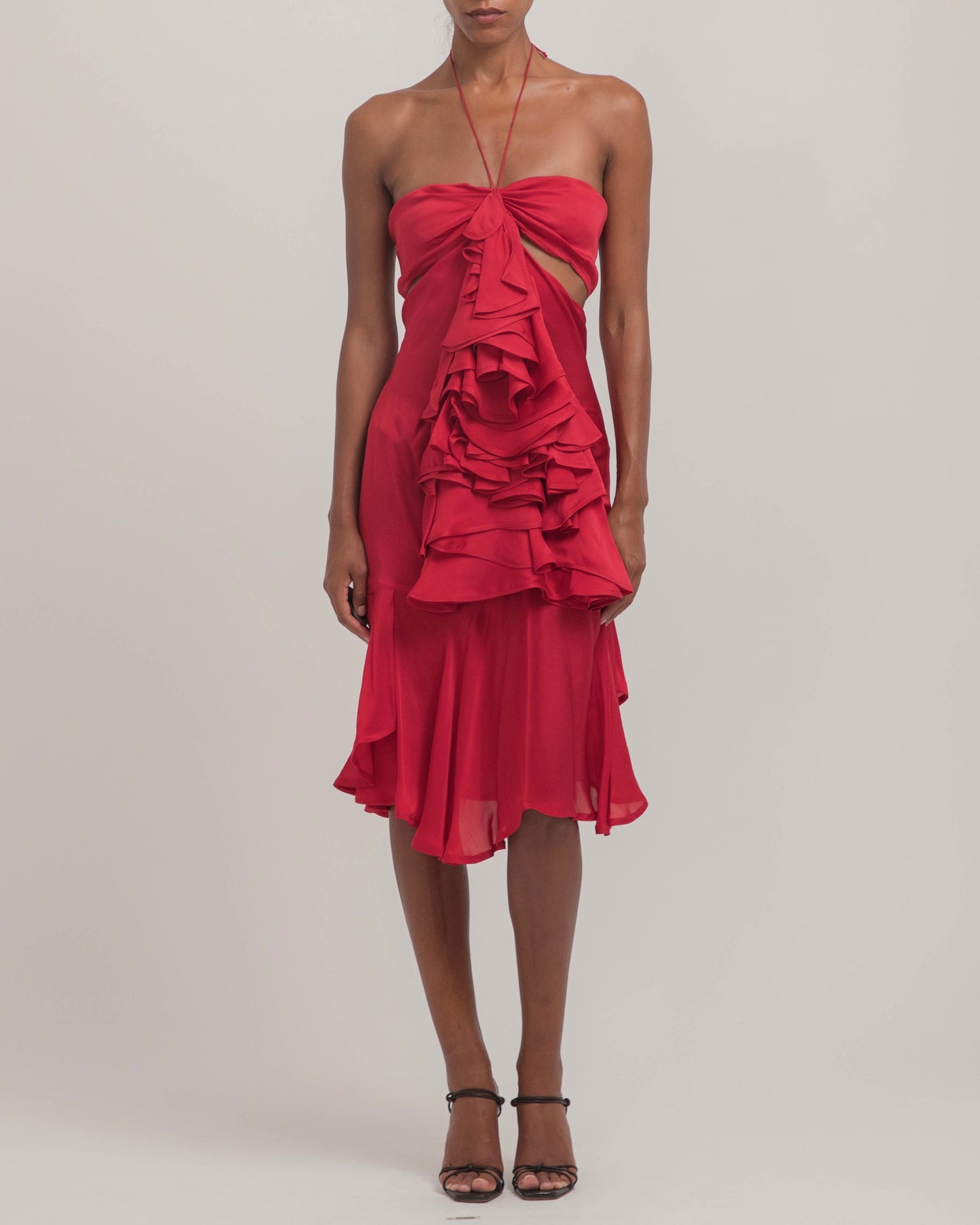Yves Saint Laurent by Tom Ford 2003 Ruffle Halter Dress